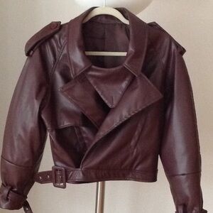 🎆🥀🎆 Faux Leather 'Oxblood' Bomber Jacket